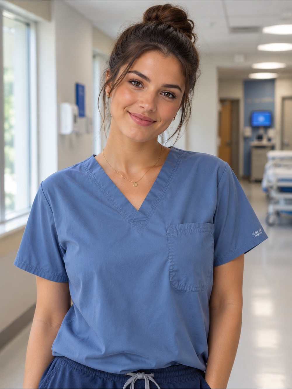 Women’s V-Neck Scrub Top - Slate Blue